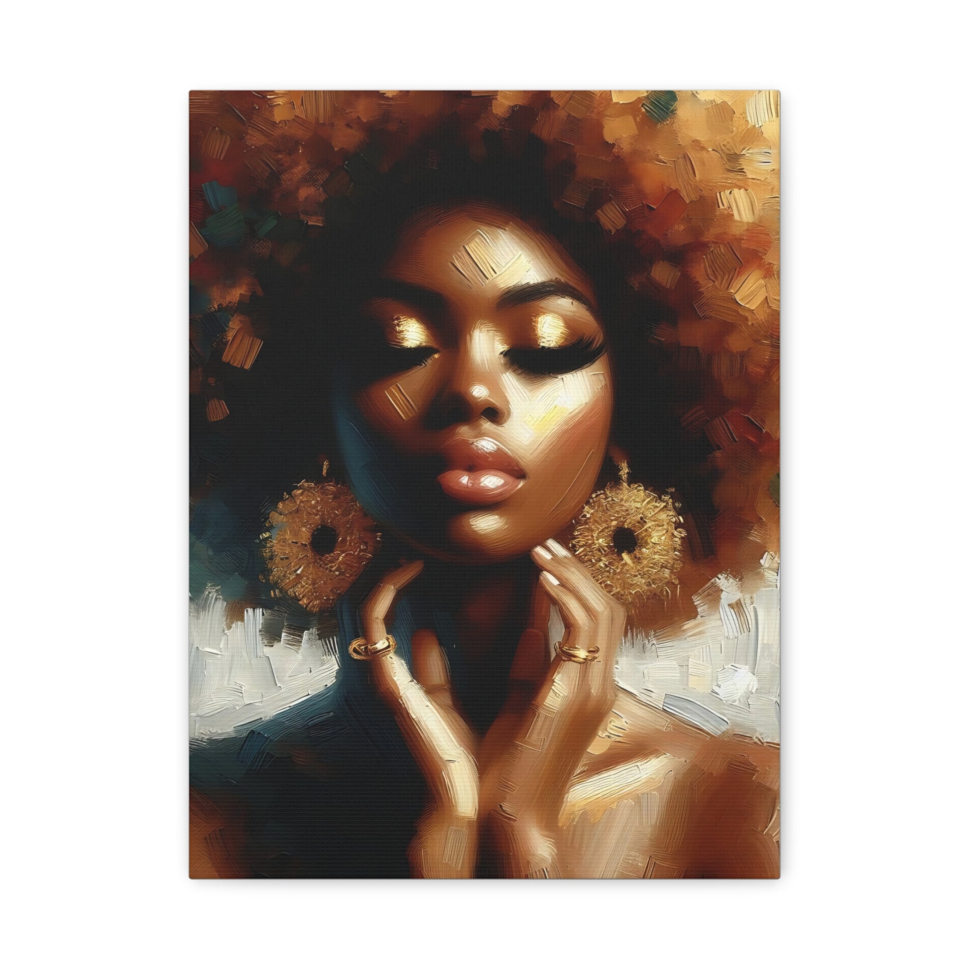 Artistic Canvas Wall Art, African American Decor, Home Gallery Accent, Ethnic Portrait Design, Unique Gift for Her