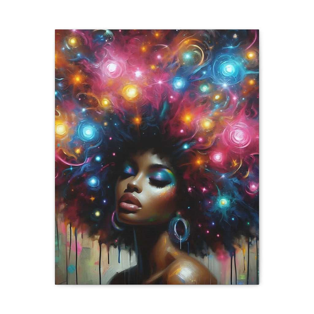 Afro Galaxy Canvas Art - Colorful Afrocentric Wall Portrait