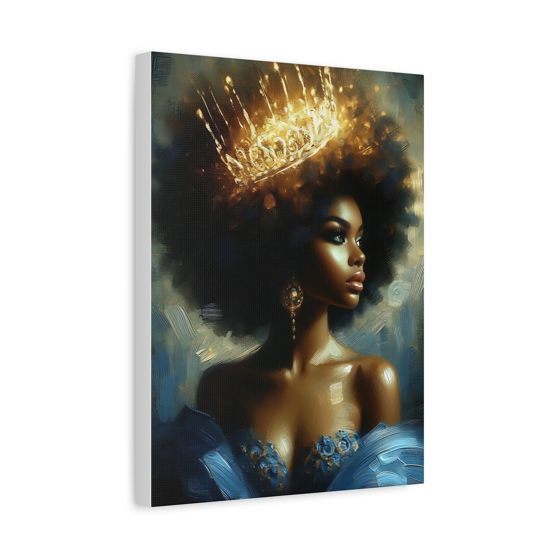 Canvas Wall Art, Crowned Beauty Home Decor, Inspirational Artwork, Gift for Her, Black History Month, Unique Wall Decor