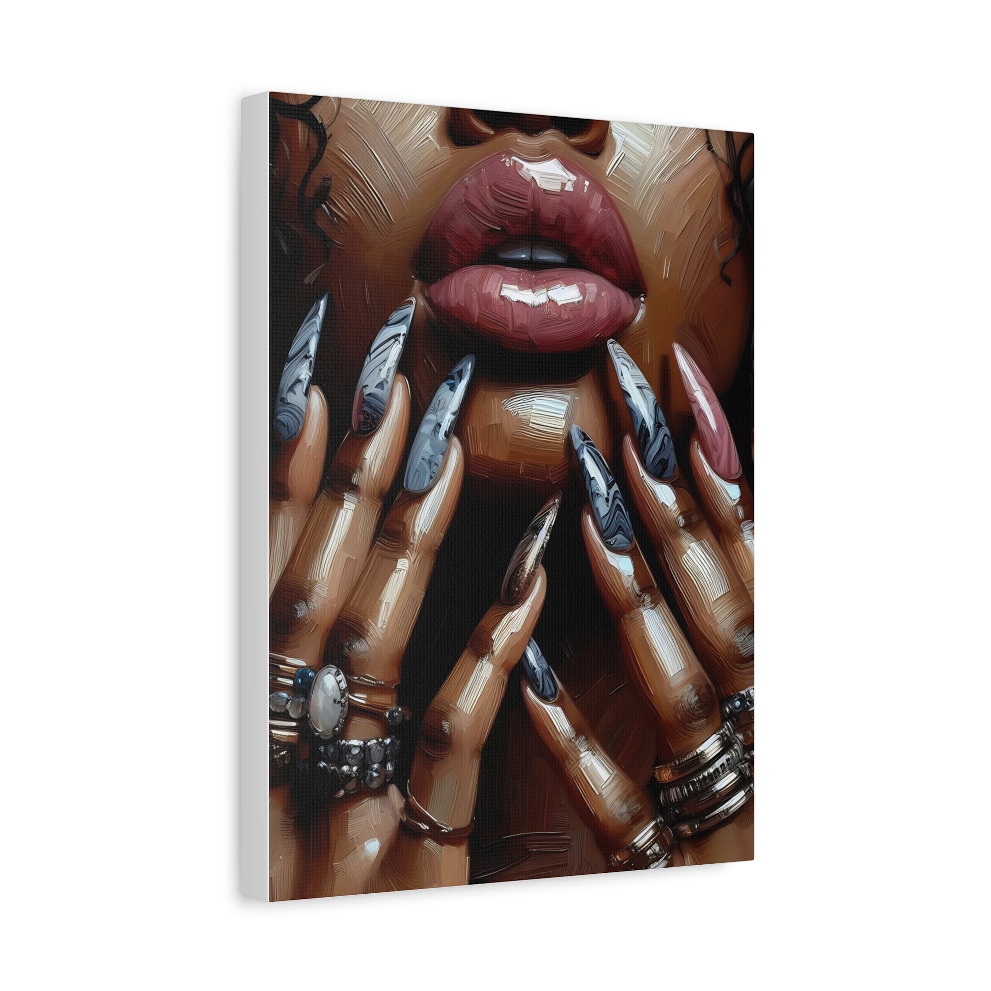 Bold Beauty Wall Art, Modern Canvas Print for Home Decor, Unique Gifts for Women, Vibrant Nail Art, Chic Room Accent