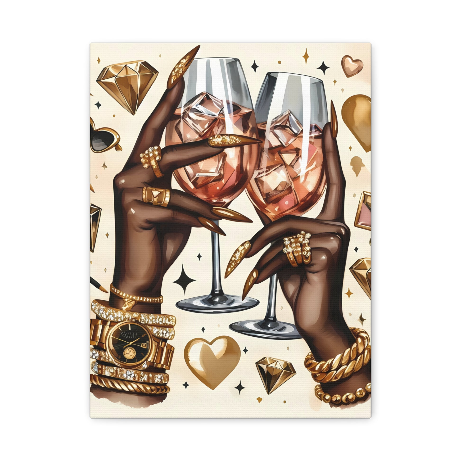 Stylish Canvas Art, Celebratory Decor, Wall Art, Black Art, Gift for Her, Modern Wall Decor