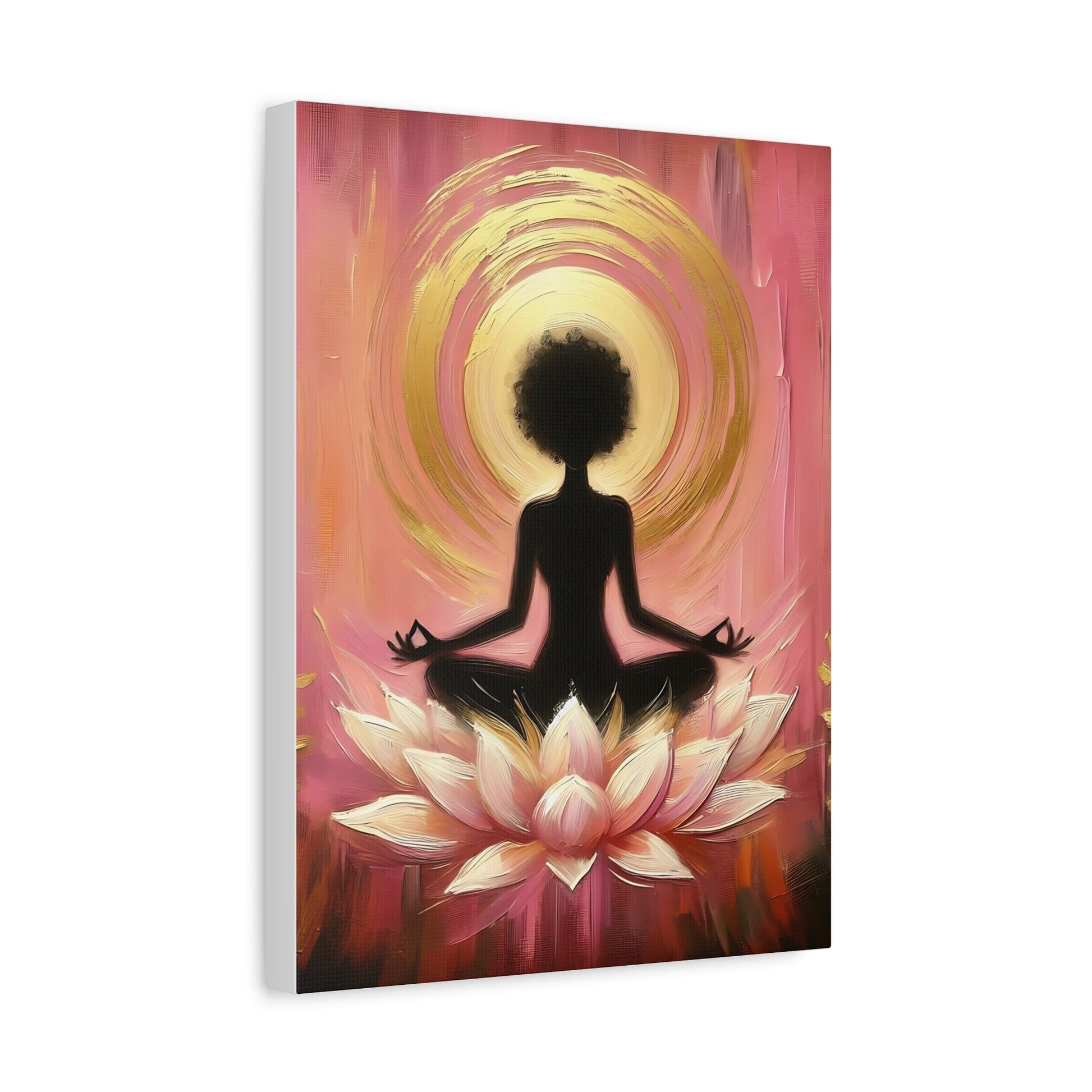 Meditation Art Canvas, Yoga Decor, Zen Wall Art, Mindfulness Gift, Spiritual Painting, Lotus Flower Artwork