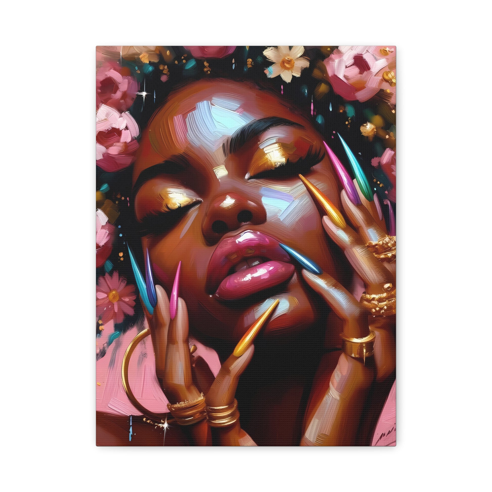 Vibrant Floral Canvas Art, Wall Decor, Home Aesthetic, Gift for Her, Empowering Decor, Flower Power Art