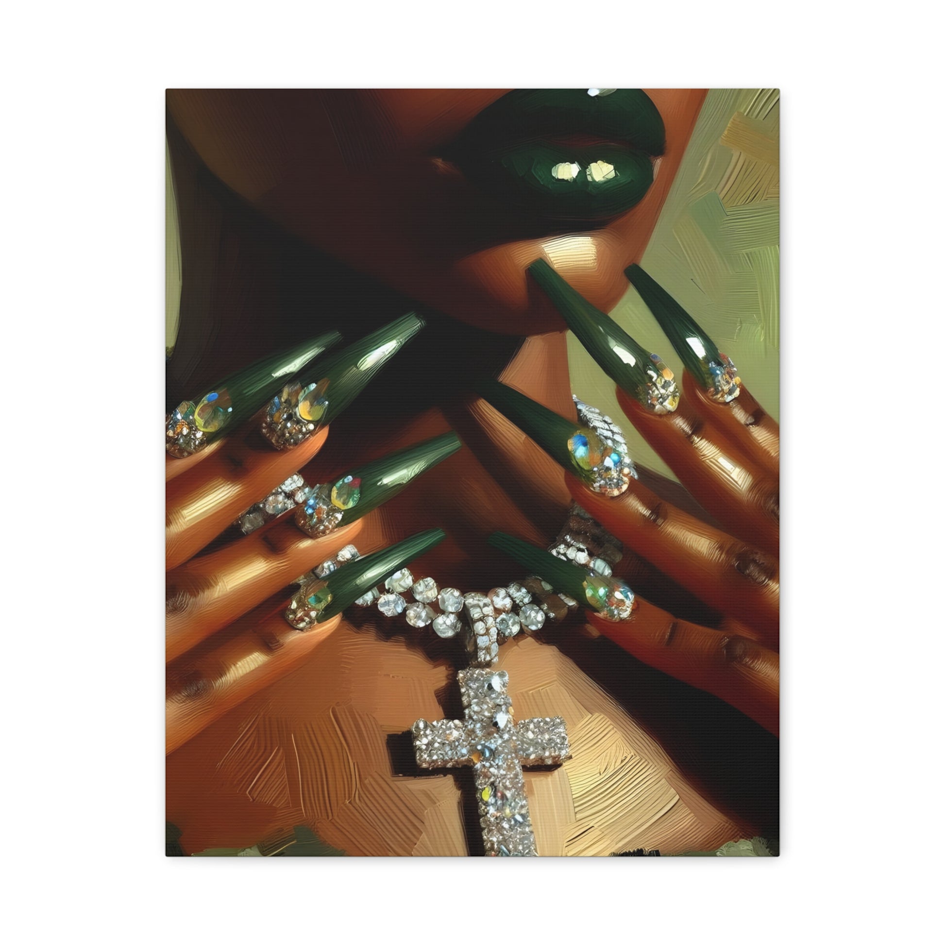 Elegant Nail Art Canvas, Chic Wall Decor, Fashion Artwork, Gift for Her, Home Aesthetic, Stylish Art Print