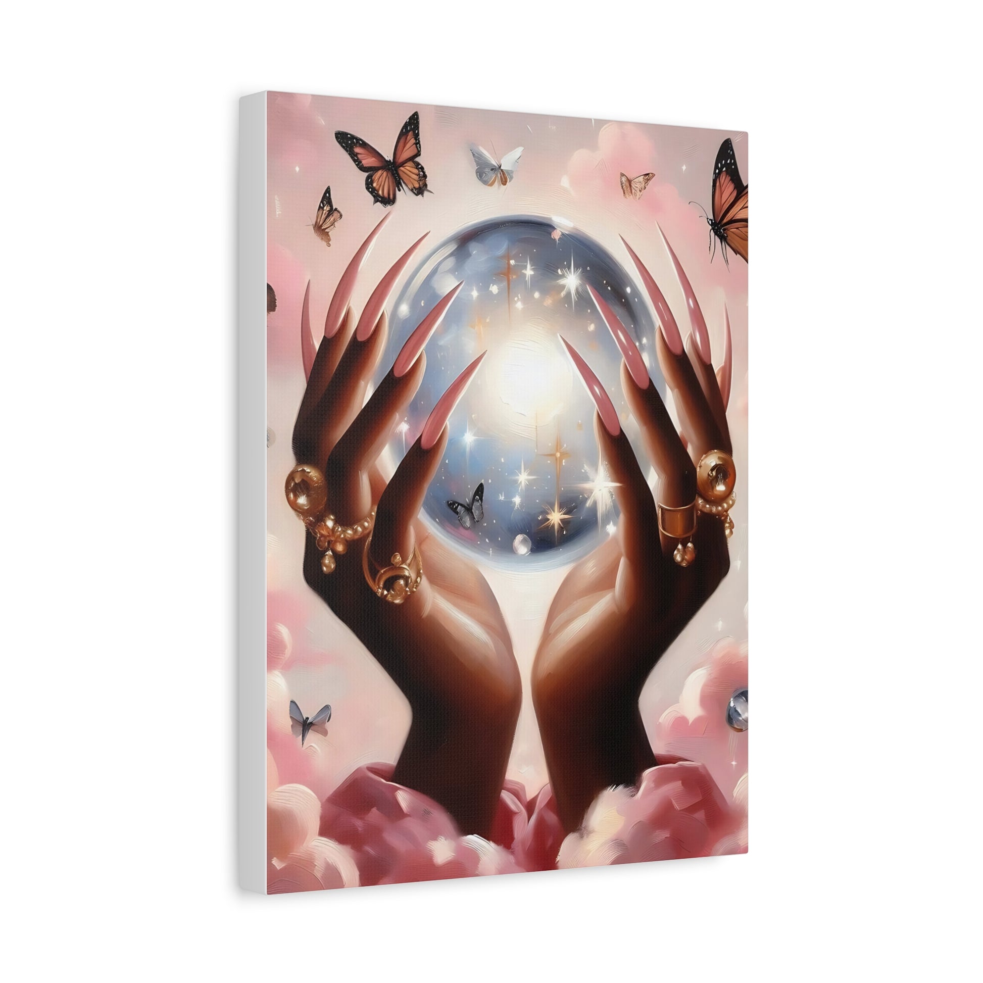 Mystical Crystal Ball Canvas Wall Art, Boho Decor, Home Aesthetic, Gift for Witchy Vibes, On Trend Gallery Wall, Butterfly Fantasy