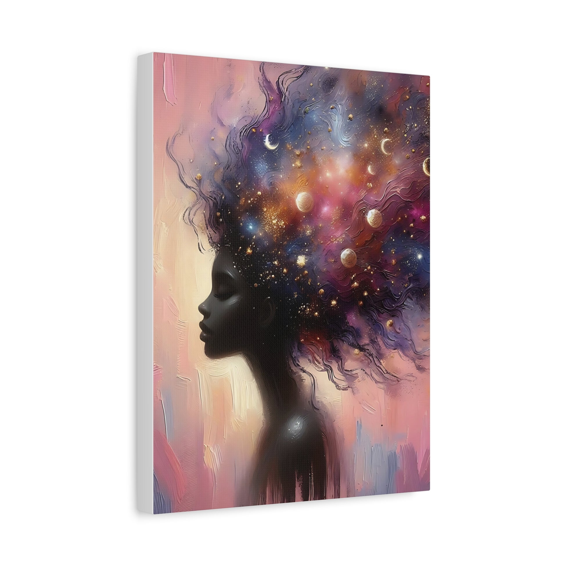 Cosmic Hair Art Print, Space Wall Decor, Black Girl Artwork, Inspirational Home Decor, Stunning Canvas Art