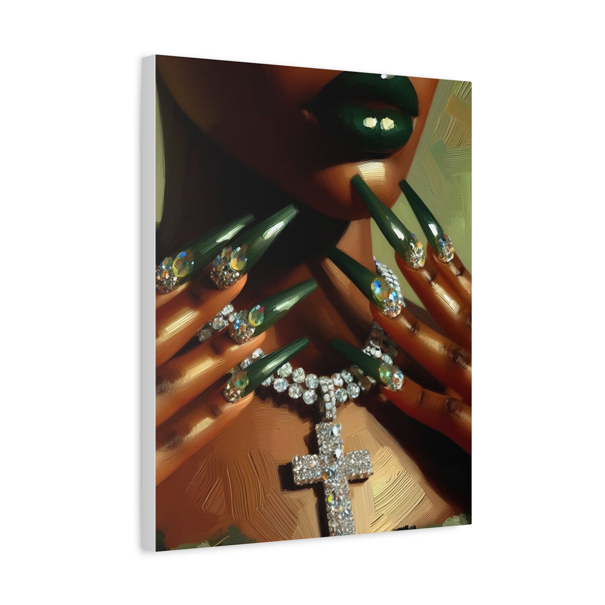 Elegant Nail Art Canvas, Chic Wall Decor, Fashion Artwork, Gift for Her, Home Aesthetic, Stylish Art Print