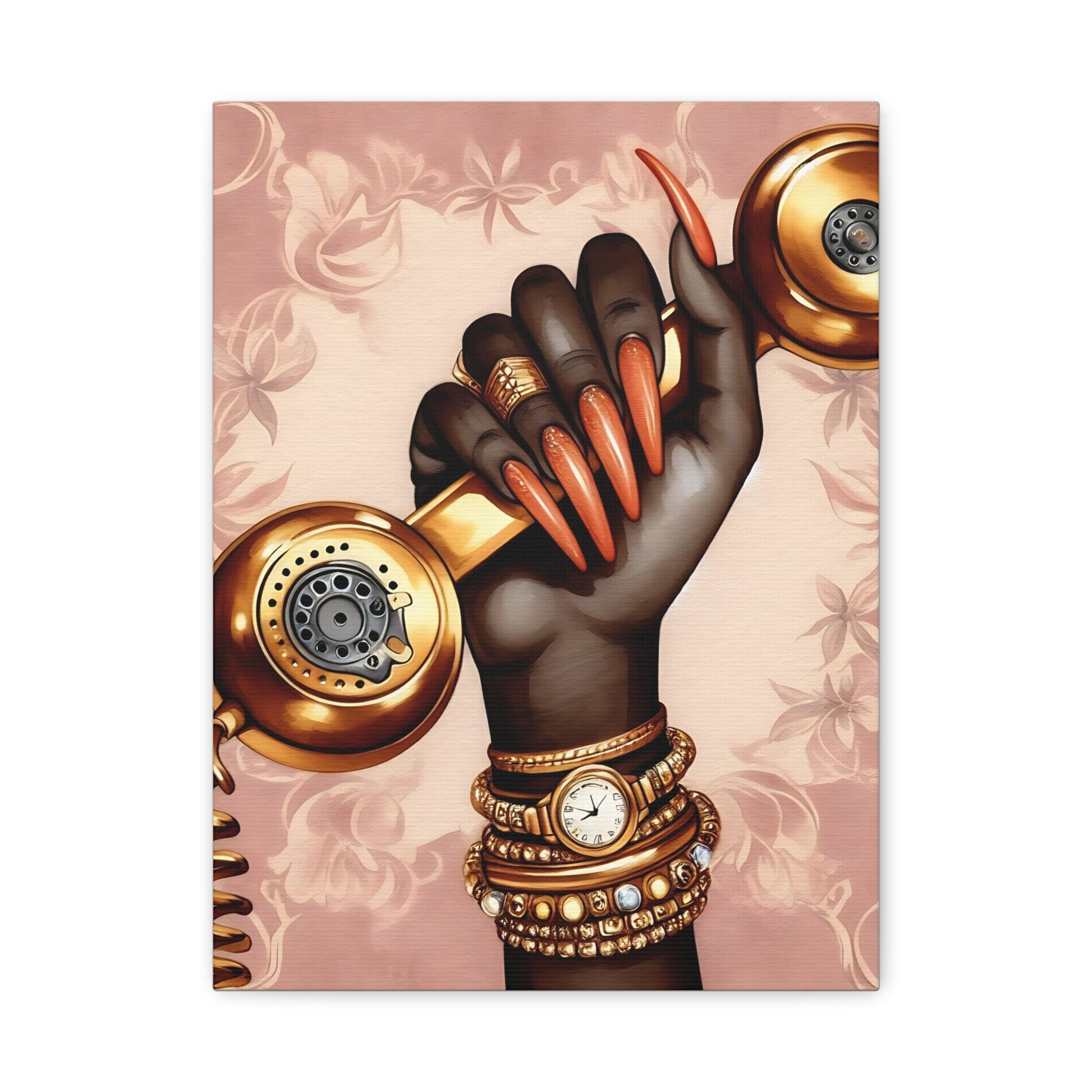 Elegant Hand Artwork Canvas Print, Trendy Wall Decor, Black Girl Art, Unique Home Display, Perfect Gift for Women