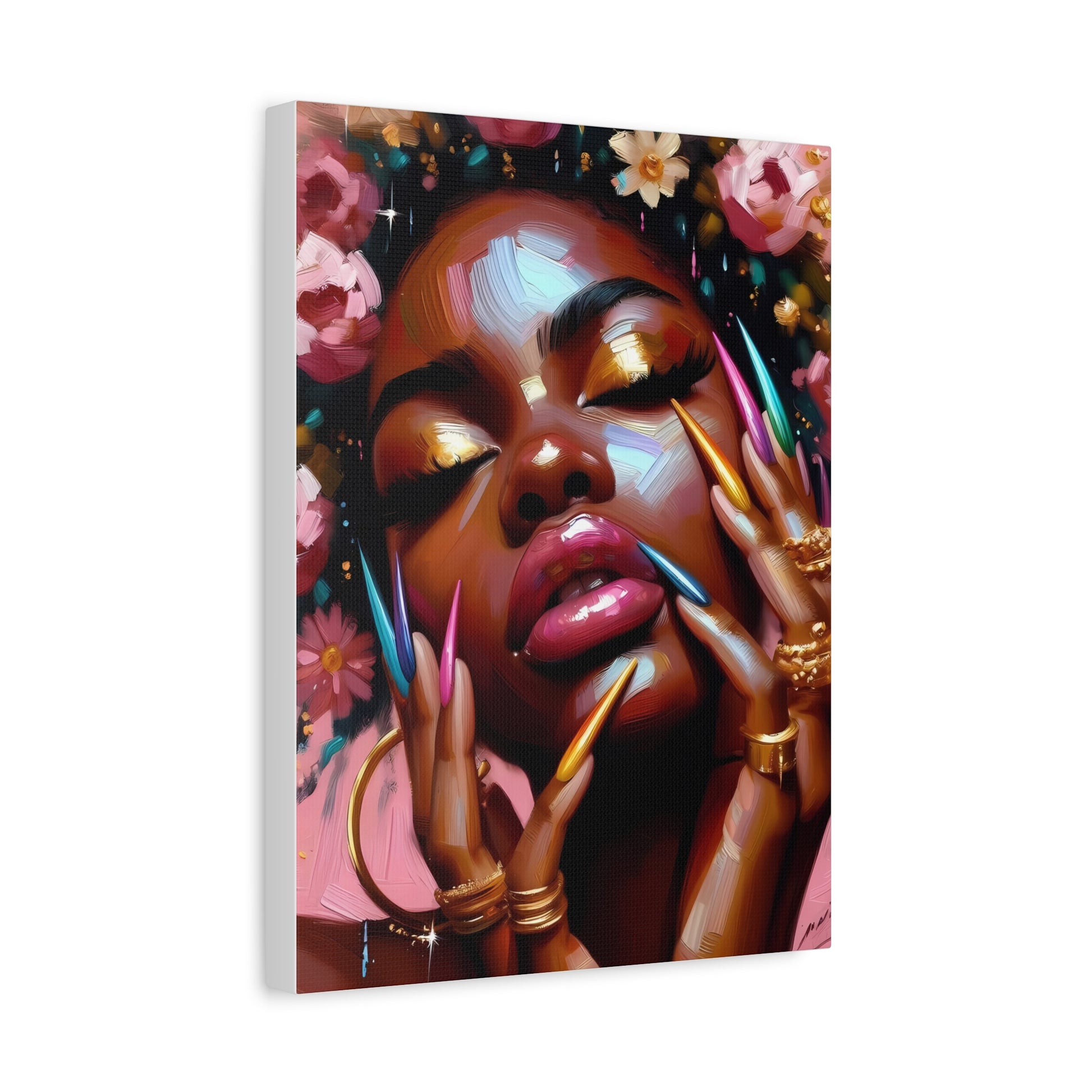 Vibrant Floral Canvas Art, Wall Decor, Home Aesthetic, Gift for Her, Empowering Decor, Flower Power Art