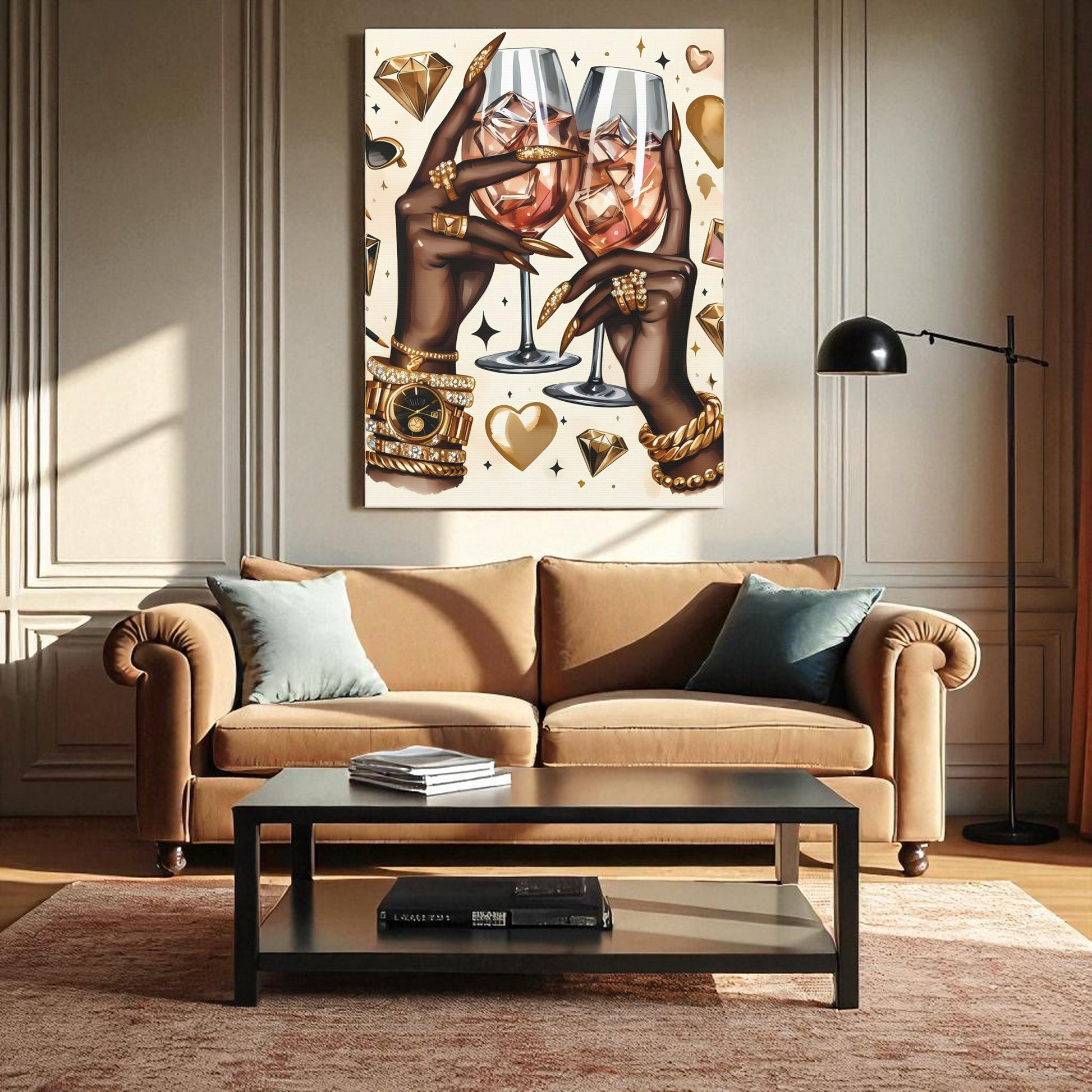 Stylish Canvas Art, Celebratory Decor, Wall Art, Black Art, Gift for Her, Modern Wall Decor