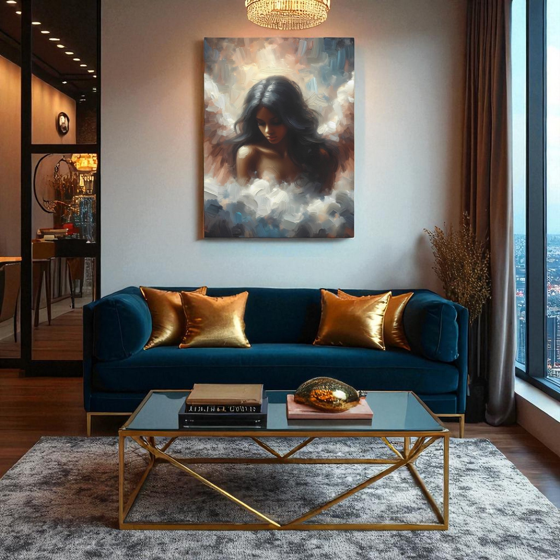 Serene Angel Canvas Wall Art, Ethereal Home Decor, Inspirational Gift, Dreamy Bedroom Accent, Boho Art Print