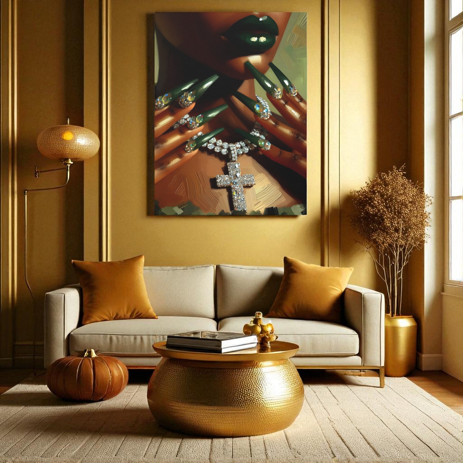 Elegant Nail Art Canvas, Chic Wall Decor, Fashion Artwork, Gift for Her, Home Aesthetic, Stylish Art Print