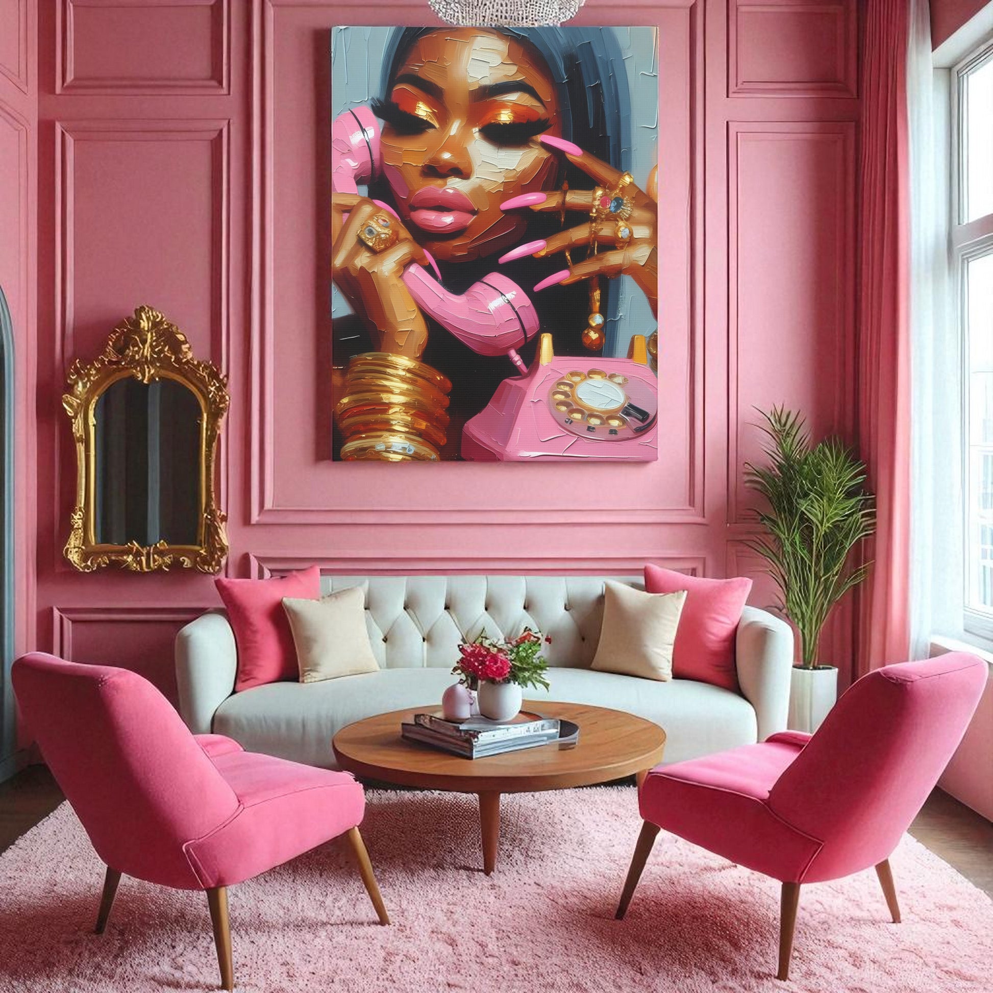 Colorful Glamour Canvas Wall Art, Chic Home Decor, Retro Aesthetic, Stylish Gift for Her, Fashion-Inspired Art, Birthday Present