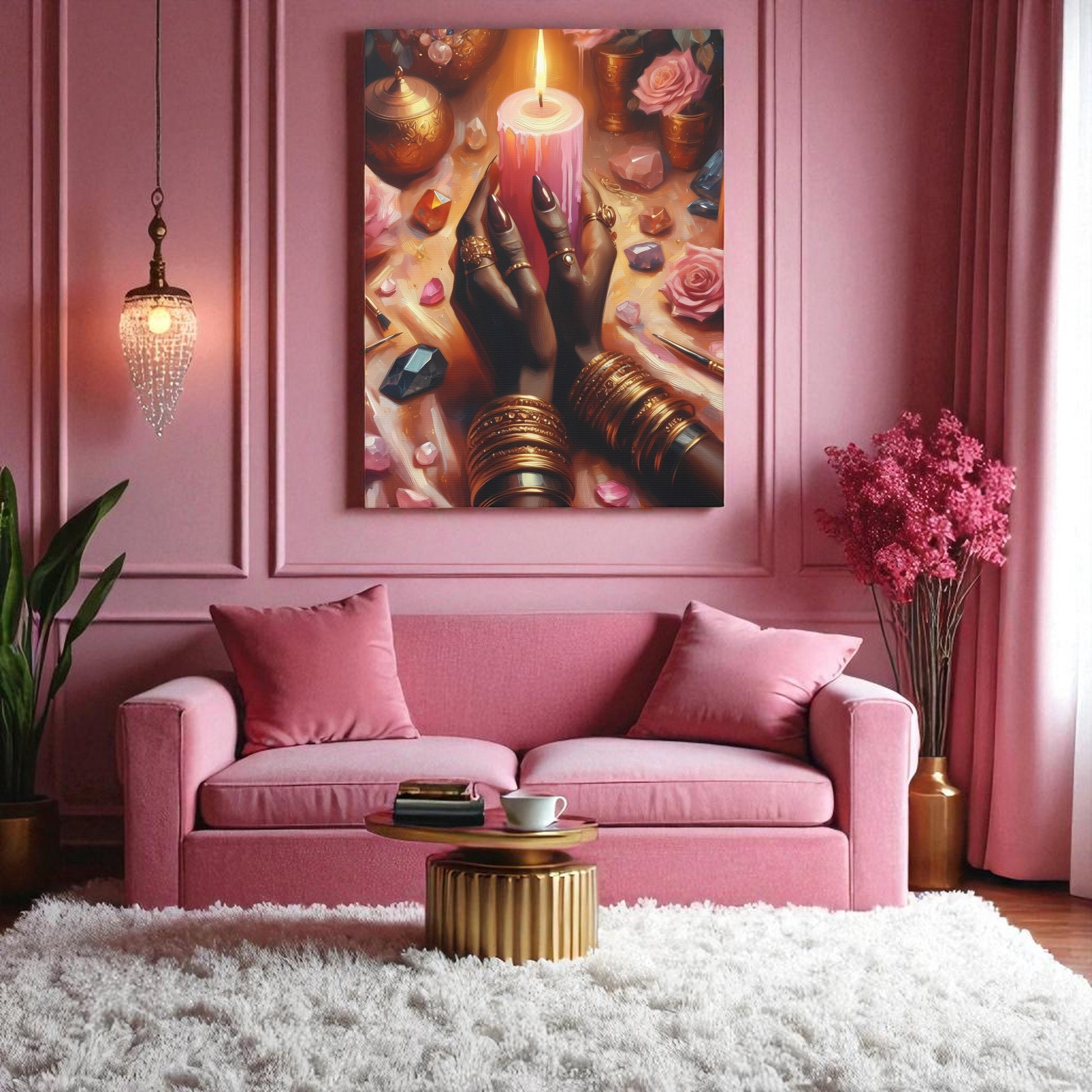 Spiritual Candle Canvas Wall Art, Bohemian Decor, Meditation Art, Home Decor, Gift for Her, Relaxing Atmosphere