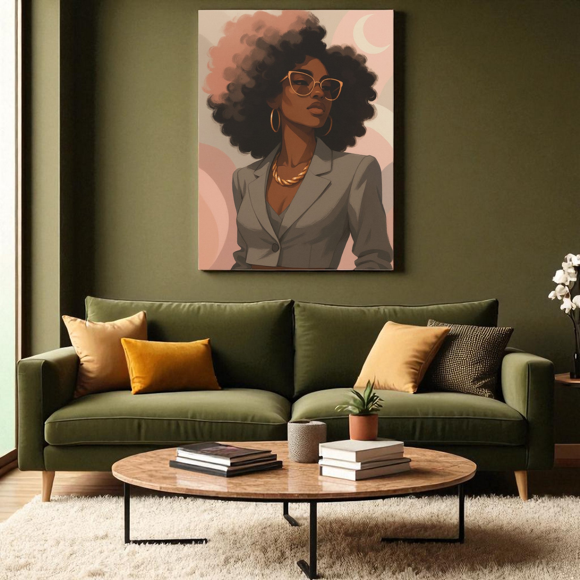 Stylish Canvas Art Print, Modern Home Decor, Afrocentric Wall Art, Unique Gift for Her, Contemporary Artwork, Office Decoration