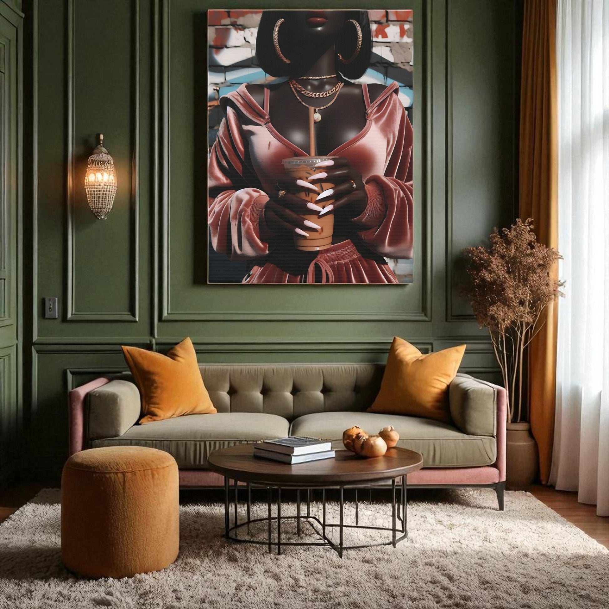 Stylish Canvas Wall Art, Abstract Art, Vintage Vibes, Home Decor, Gift for Her, Coffee Lover, Room Aesthetic