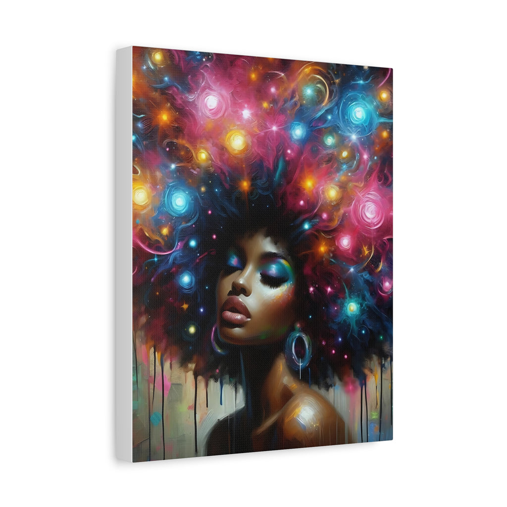 Afro Galaxy Canvas Art - Colorful Afrocentric Wall Portrait
