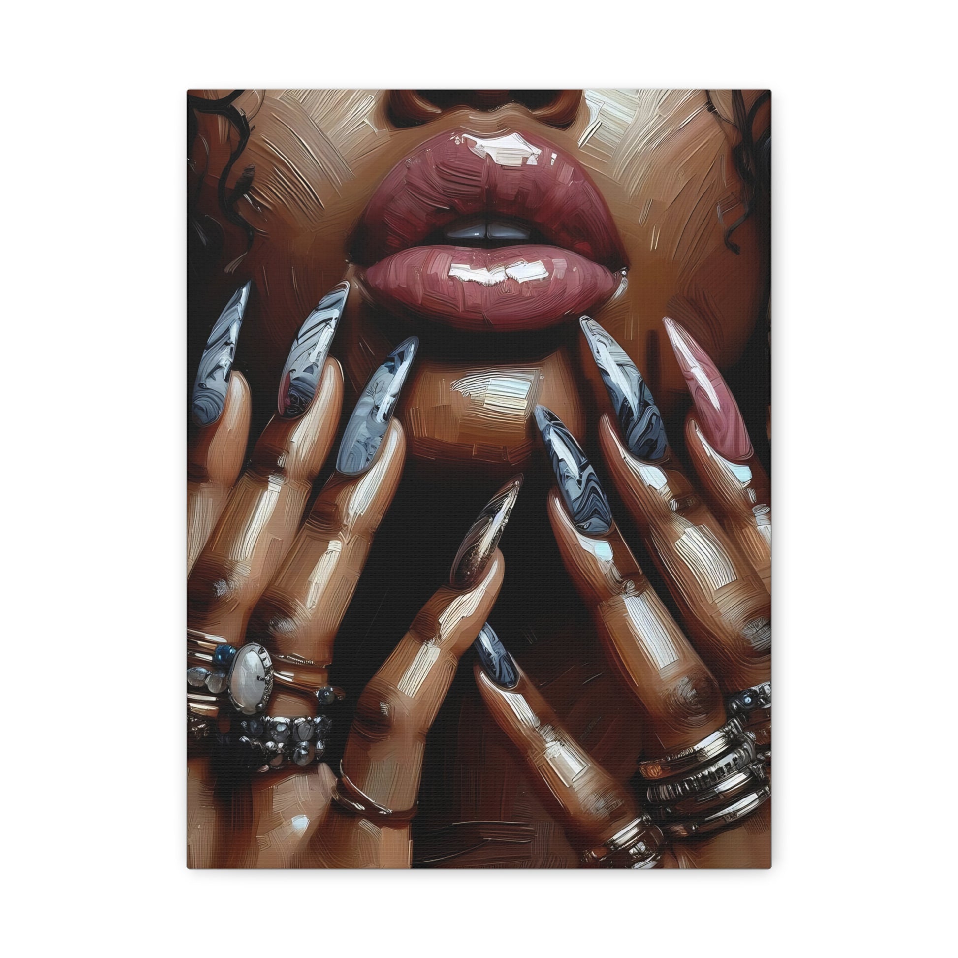 Bold Beauty Wall Art, Modern Canvas Print for Home Decor, Unique Gifts for Women, Vibrant Nail Art, Chic Room Accent