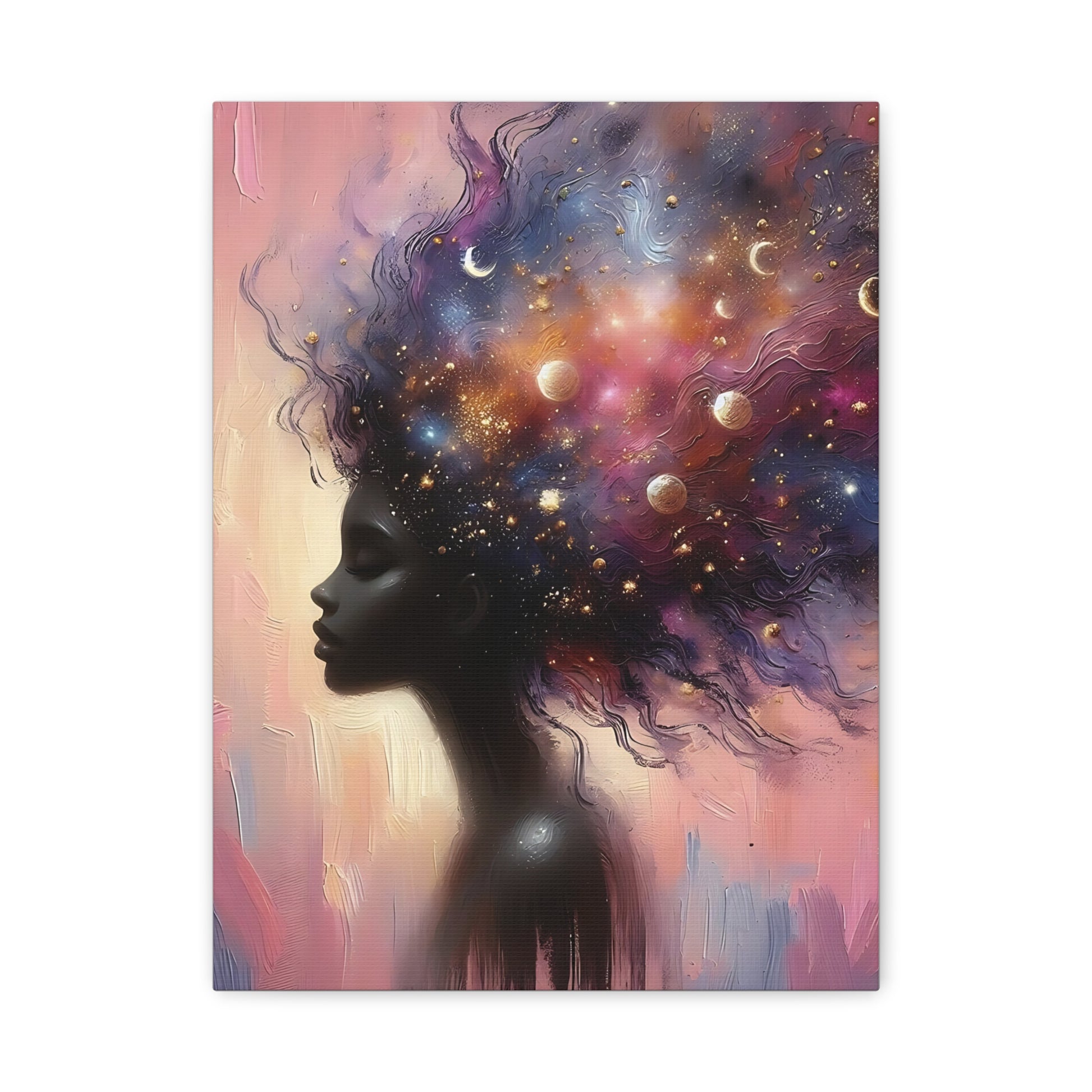 Cosmic Hair Art Print, Space Wall Decor, Black Girl Artwork, Inspirational Home Decor, Stunning Canvas Art