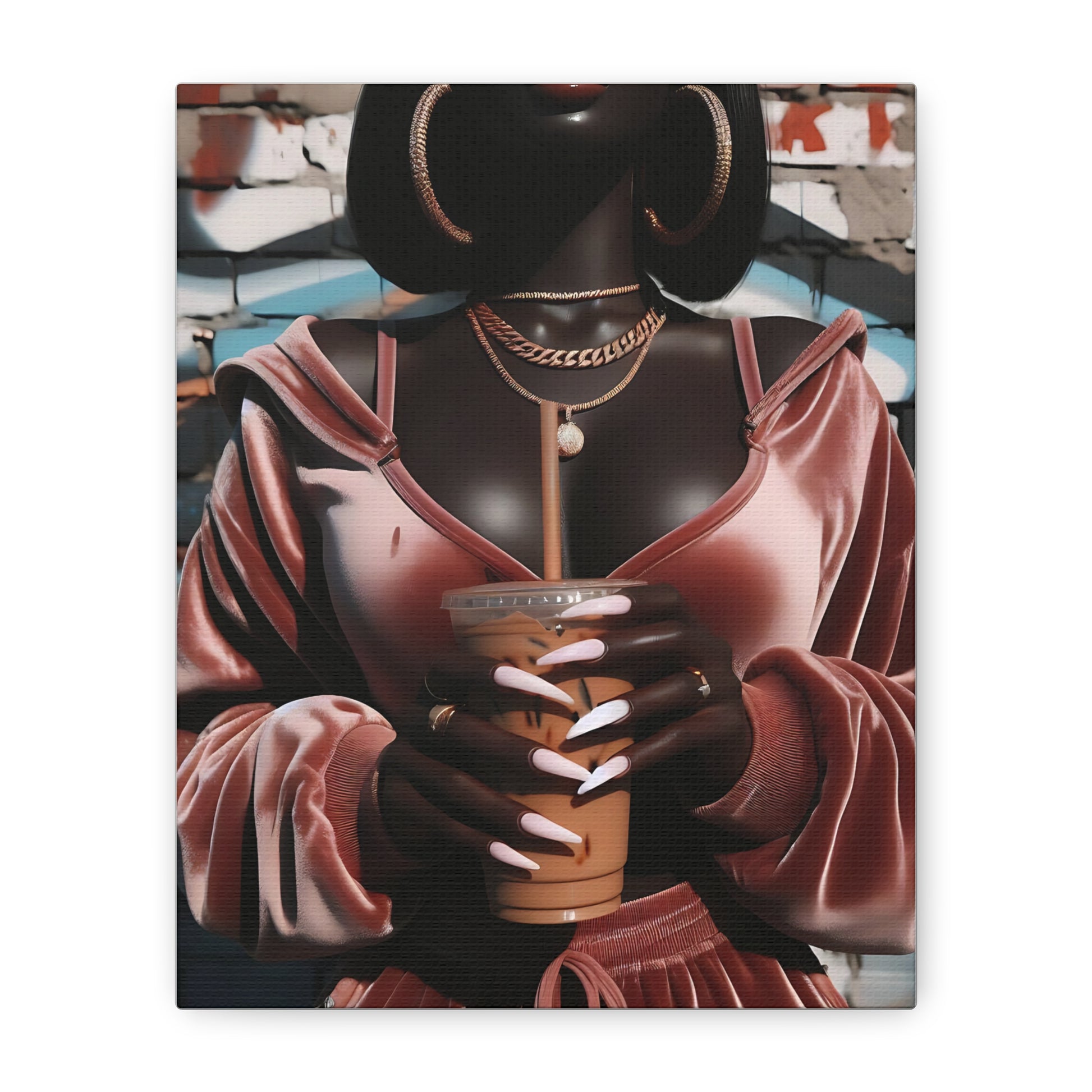 Stylish Canvas Wall Art, Abstract Art, Vintage Vibes, Home Decor, Gift for Her, Coffee Lover, Room Aesthetic