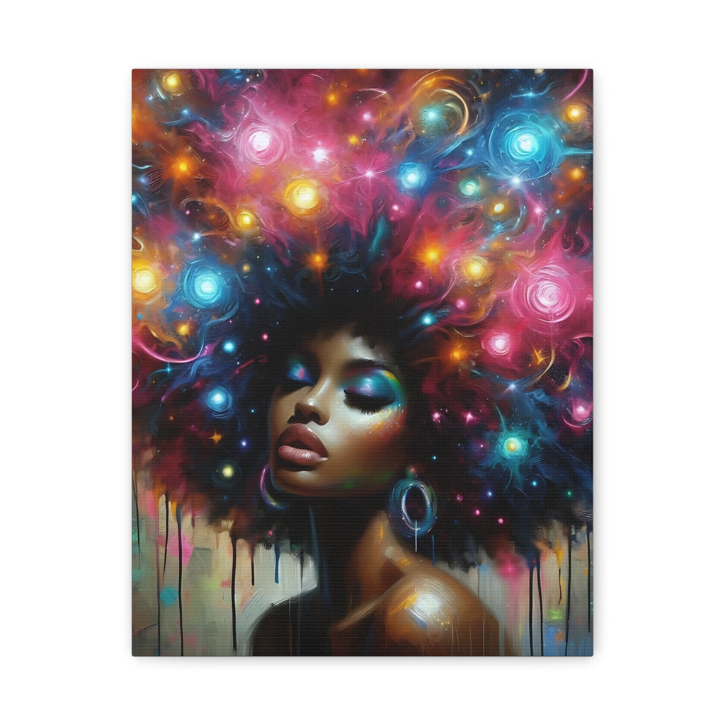 Afro Galaxy Canvas Art - Colorful Afrocentric Wall Portrait