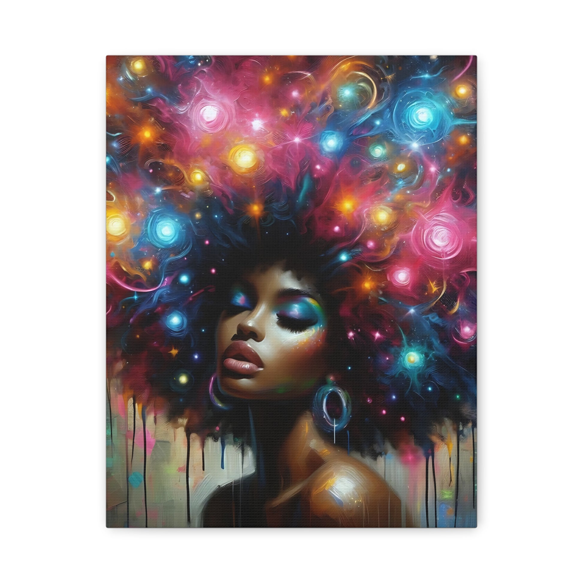 Afro Galaxy Canvas Art - Colorful Afrocentric Wall Portrait