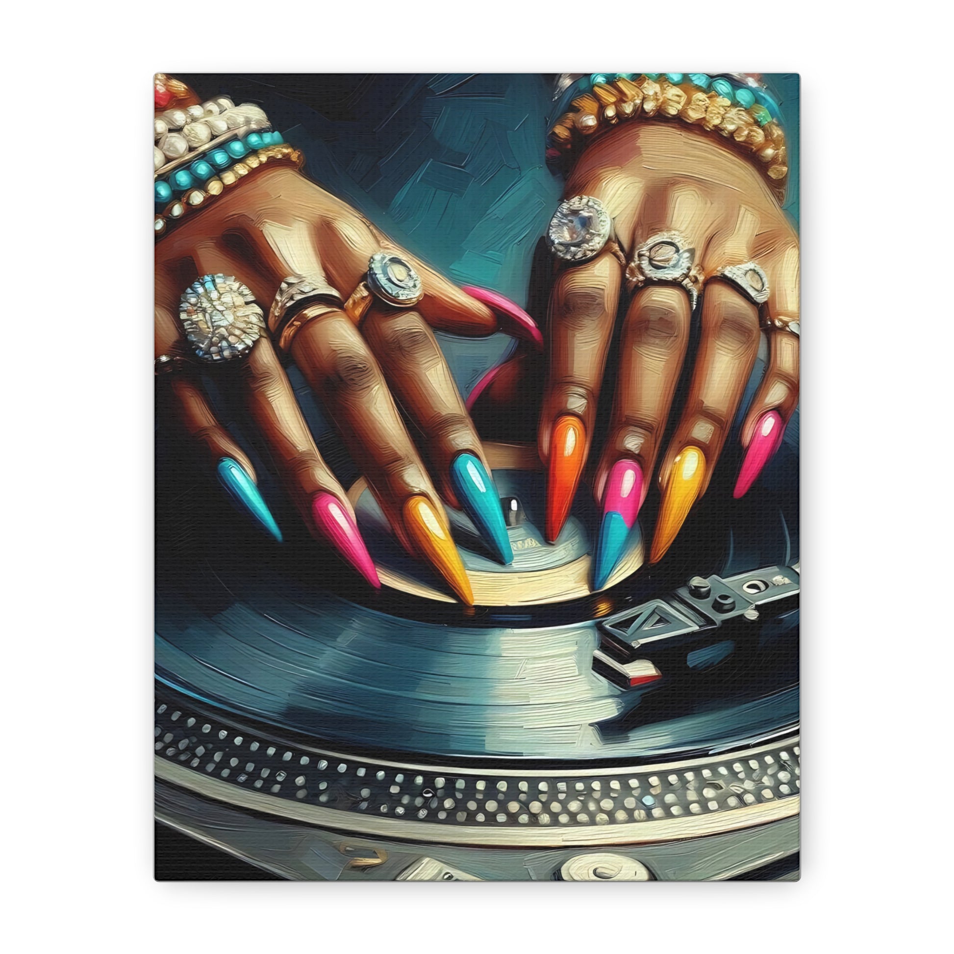 Colorful Vinyl Art Canvas for Music Lovers, Wall Decor, Gift for DJs, Retro Art, Home Office Decoration