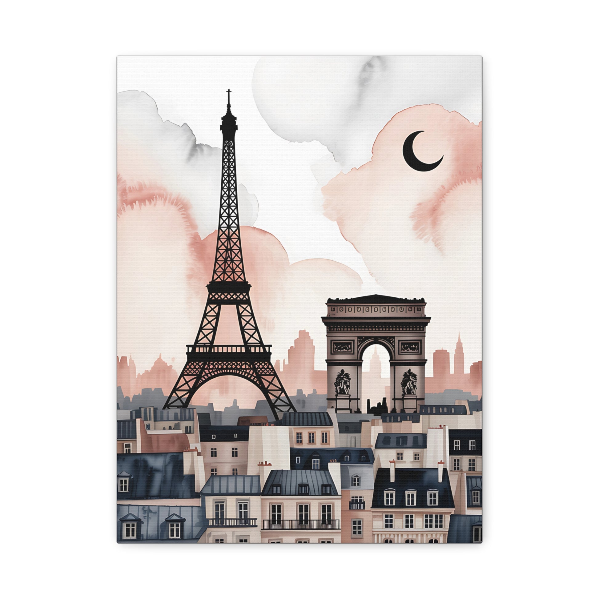 Parisian Canvas Art Print, Eiffel Tower Wall Decor, Modern Home Decoration, Gift for Art Lovers, Stylish Home Office Decor