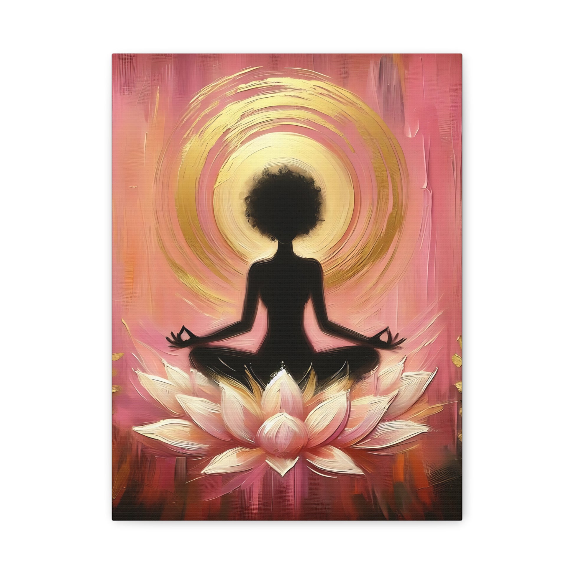 Meditation Art Canvas, Yoga Decor, Zen Wall Art, Mindfulness Gift, Spiritual Painting, Lotus Flower Artwork