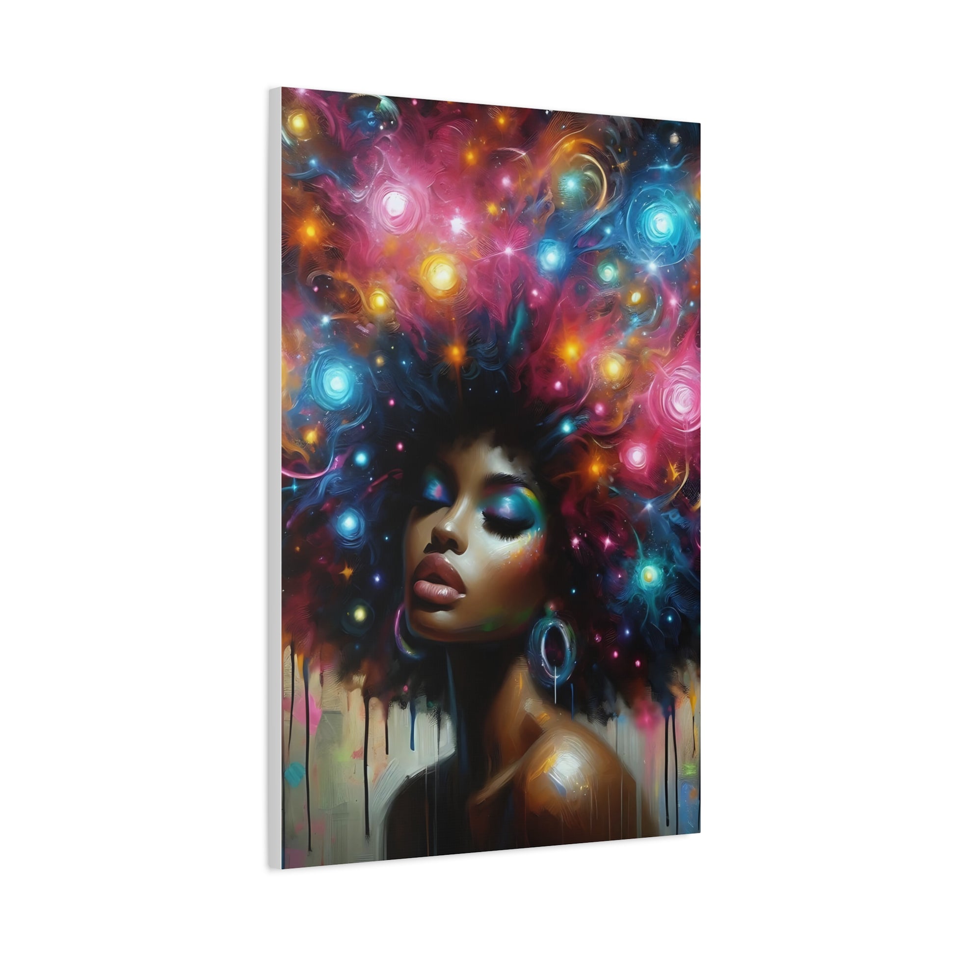 Afro Galaxy Canvas Art - Colorful Afrocentric Wall Portrait