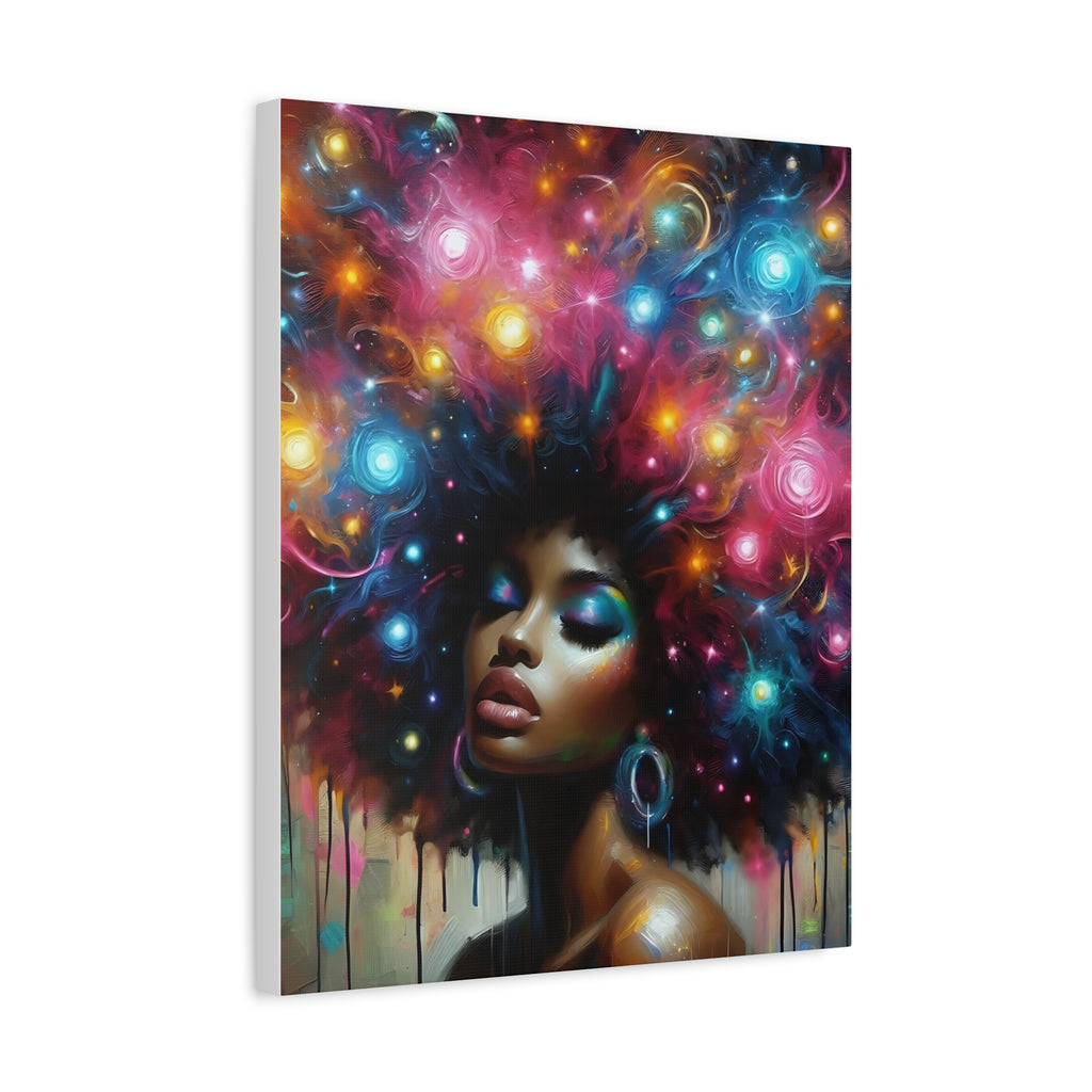 Afro Galaxy Canvas Art - Colorful Afrocentric Wall Portrait