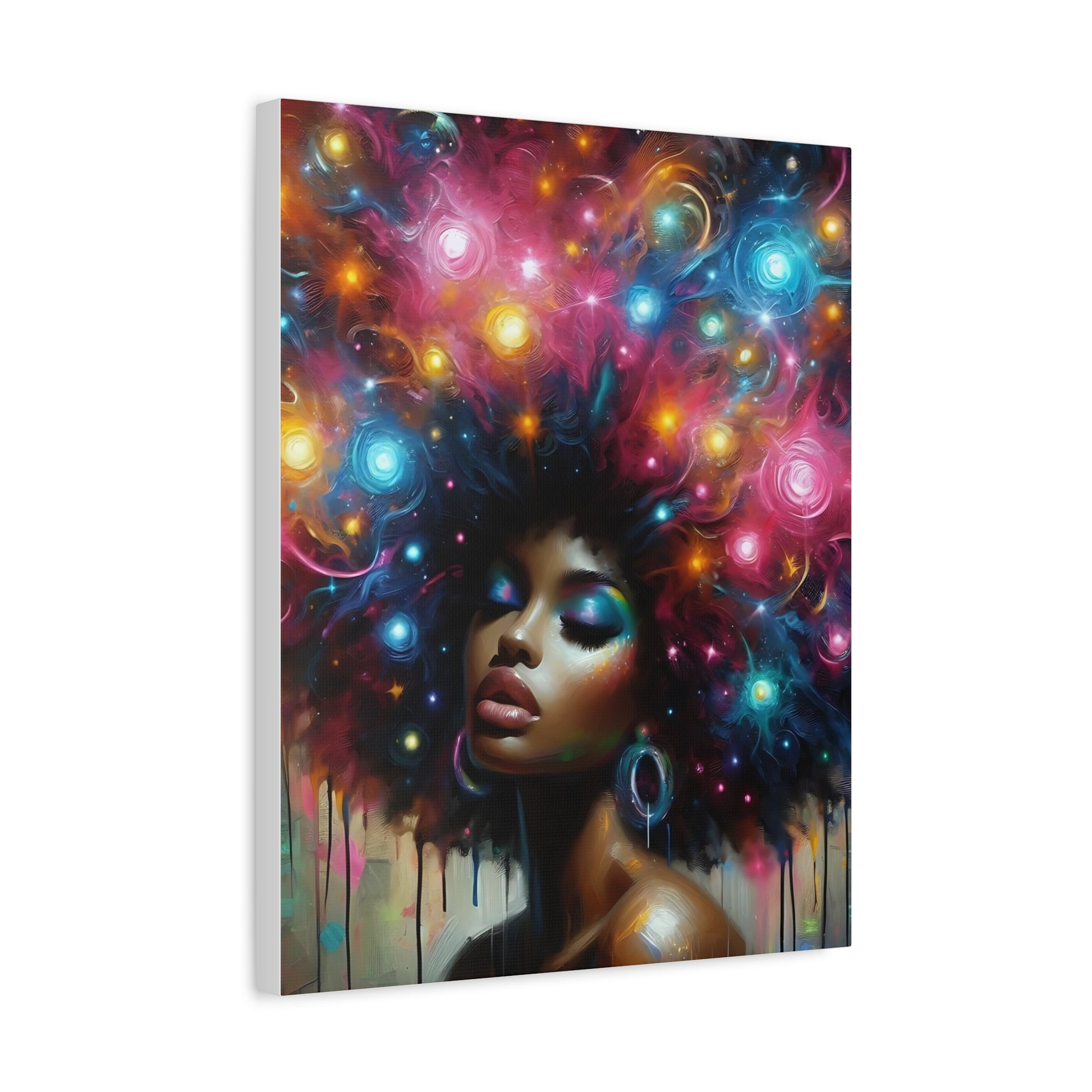Afro Galaxy Canvas Art - Colorful Afrocentric Wall Portrait