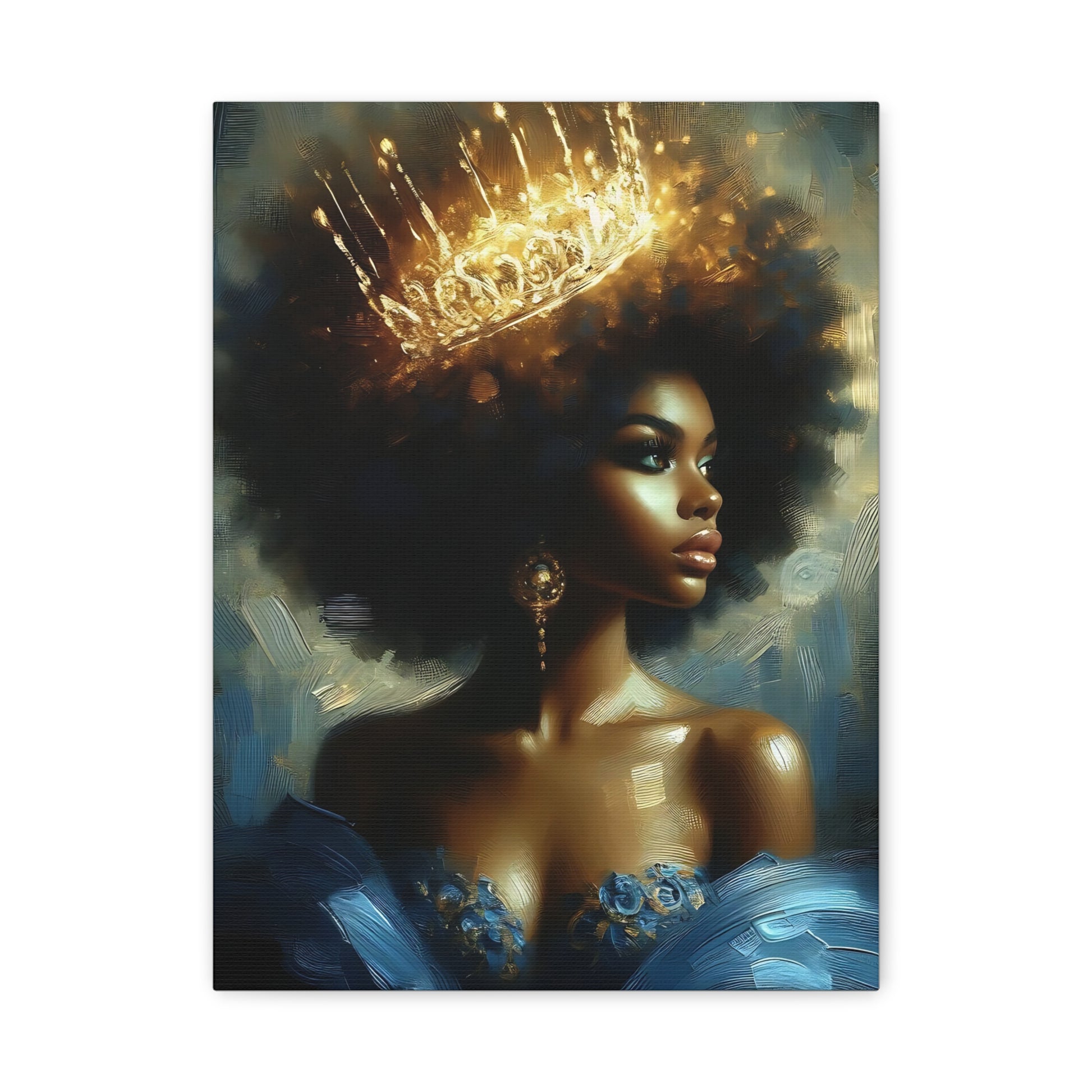 Canvas Wall Art, Crowned Beauty Home Decor, Inspirational Artwork, Gift for Her, Black History Month, Unique Wall Decor