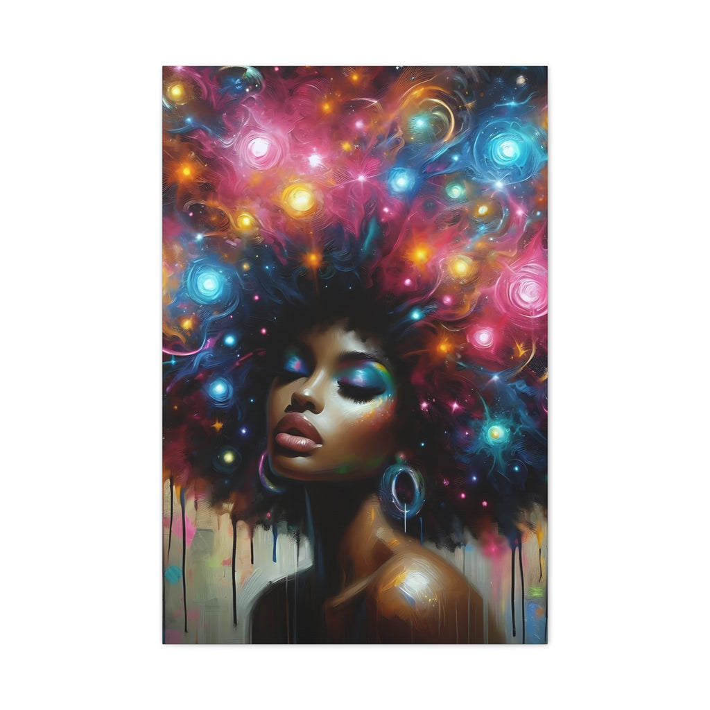 Afro Galaxy Canvas Art - Colorful Afrocentric Wall Portrait