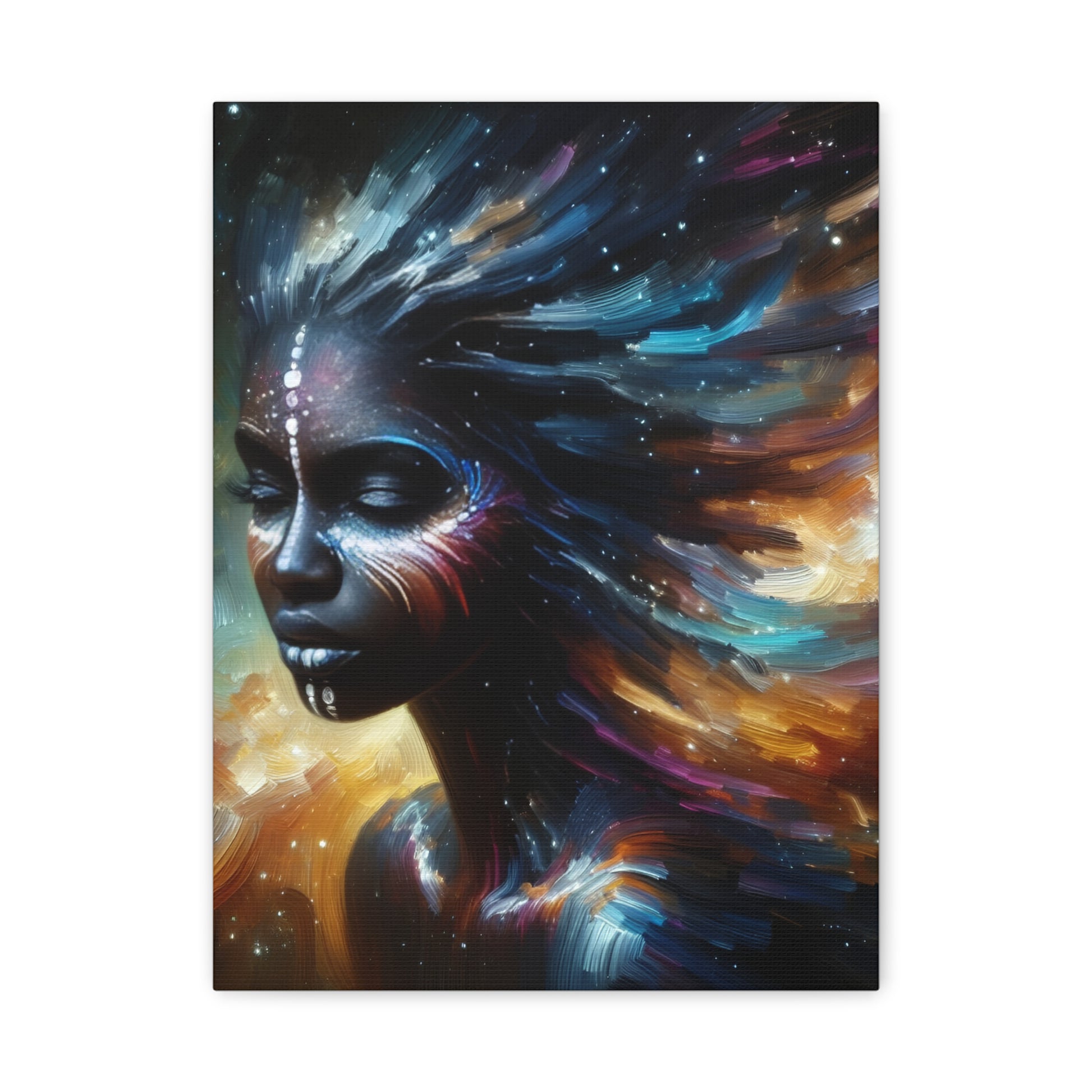 Cosmic Spirit Canvas Wall Art, Ethereal Decor, Celestial Artwork, Unique Gift, Bohemian Home Decor, Mystical Wall Hanging