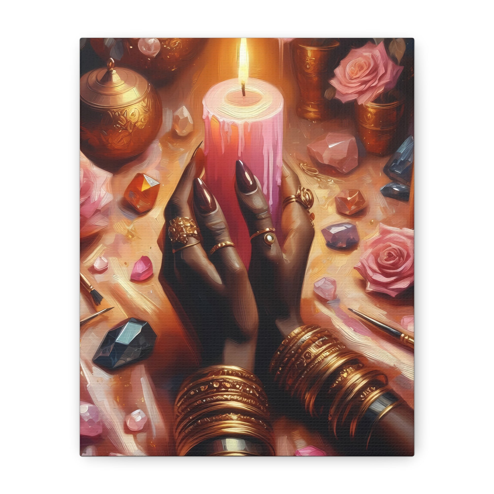 Spiritual Candle Canvas Wall Art, Bohemian Decor, Meditation Art, Home Decor, Gift for Her, Relaxing Atmosphere